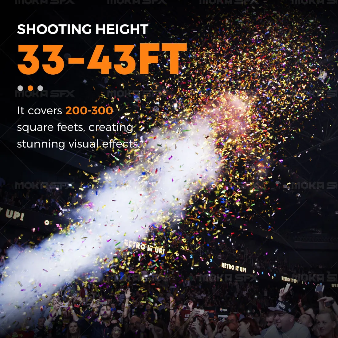 MOKA SFX Stage Confetti Machine Launcher Manual Control Confetti Cannon Blaster for Events Angle Adjustable Jet 10-13 Meters