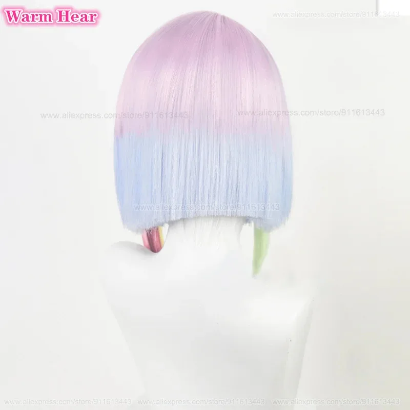2025 nouvelle haute qualité Anime 45 cm Lucy Cosplay perruque Anime Cosplay multicolore dégradé perruque cheveux résistant à la chaleur Lucy Rebecca perruque ☆ ☆