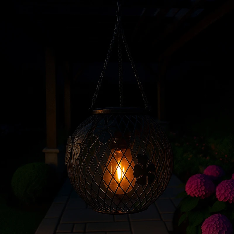 1/2Pcs Solar Hanging Lanterns Outdoor Waterproof Lamps Retro Night Light Metal Solar Lights for Decorative Garden Yard Porch
