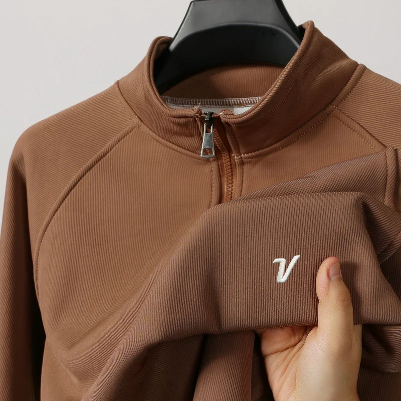 جولف ماركة الرجال البلوز سترة مطرزة نصف قلنسوة بسحاب 2025 الخريف والشتاء جمع أفخم الدافئة ملابس رياضية كاجوال #2