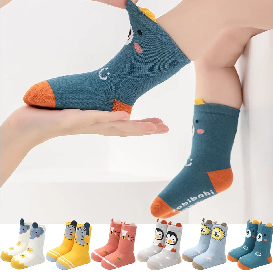 Baby Socks Infant Bear Bunny Lion Zebra Penguin Floor Socks Boy Girl Animal Ears Stockings Children Anti-Slip Clothing Accessory