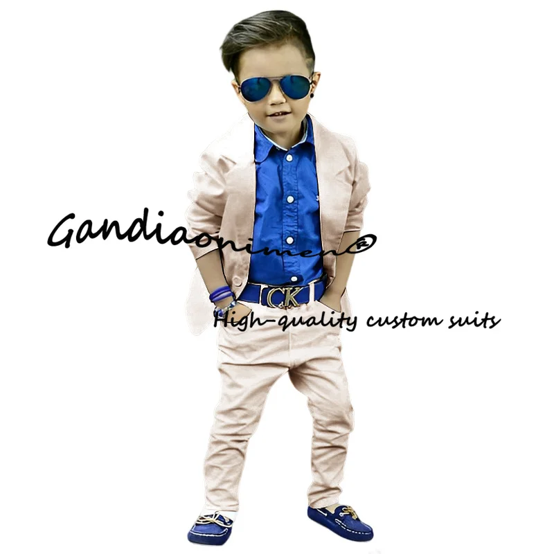 Summer Boys Suit 2 Piece Fashion Jacket Pants Casual Blazer for Kids Wedding Tuxedo Child Tailored Clothes