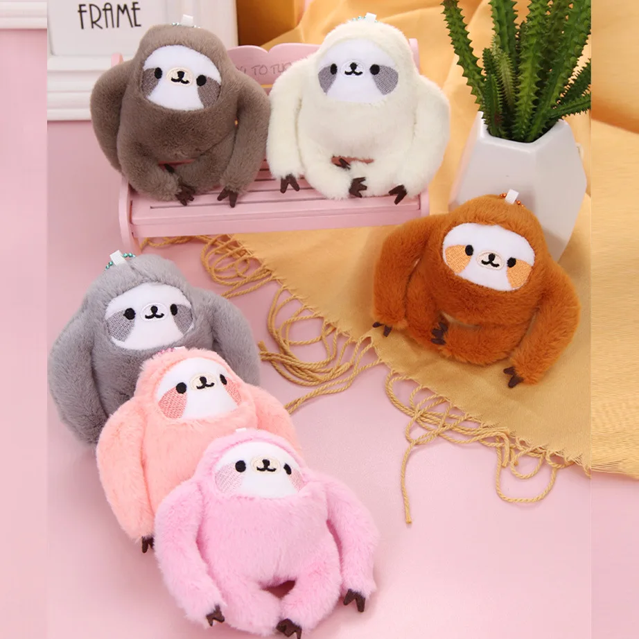 new  Cute Standing Sloth Plush Pendant Doll Keychain Couple Backpack Pendant Grab Machine Doll lifelike couple gift