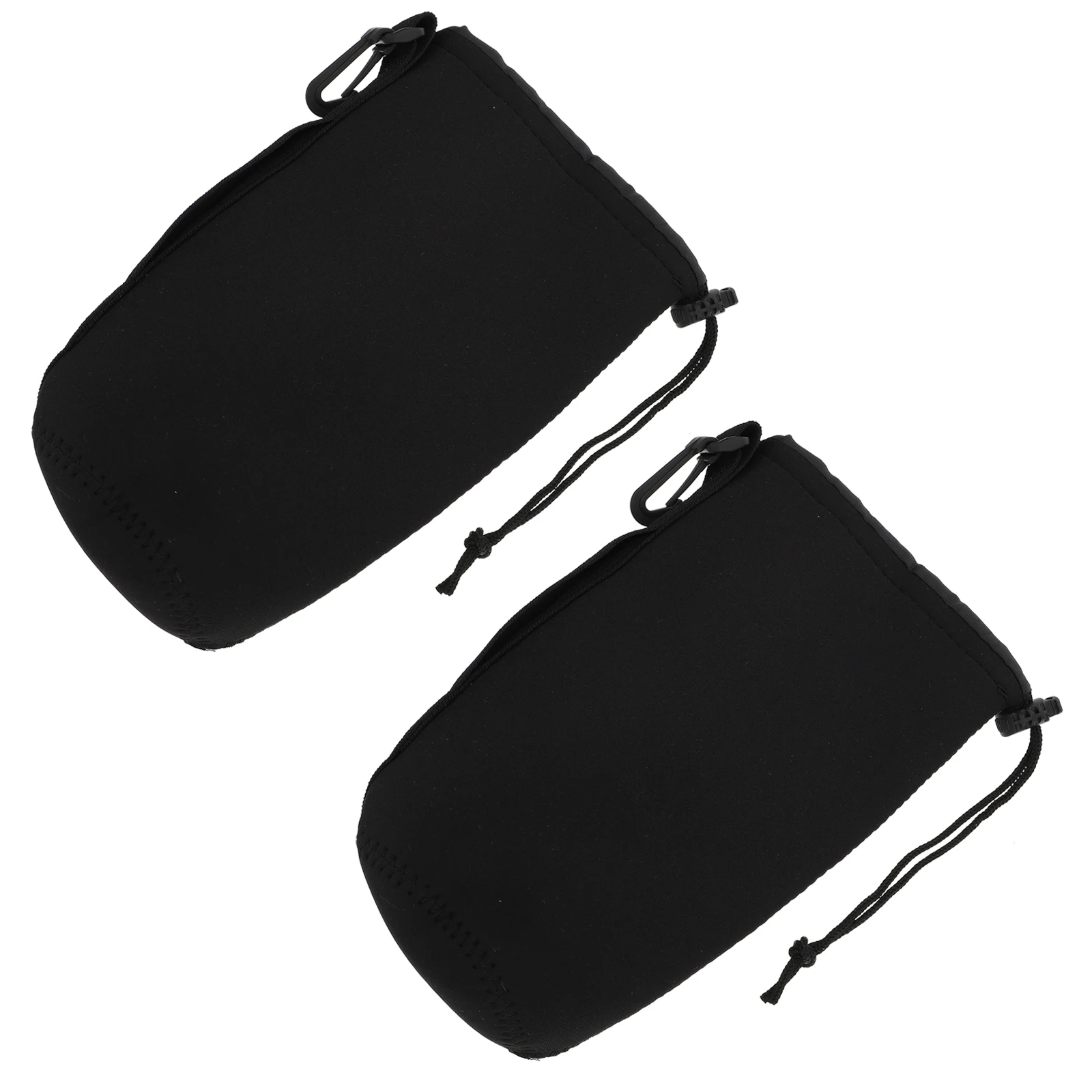 

2 PCS Camera Bags Neoprene Lens Pouch Bag Travel Flexible Drawstring Lens Case Hooks Belt Mount Fits Lenses up to