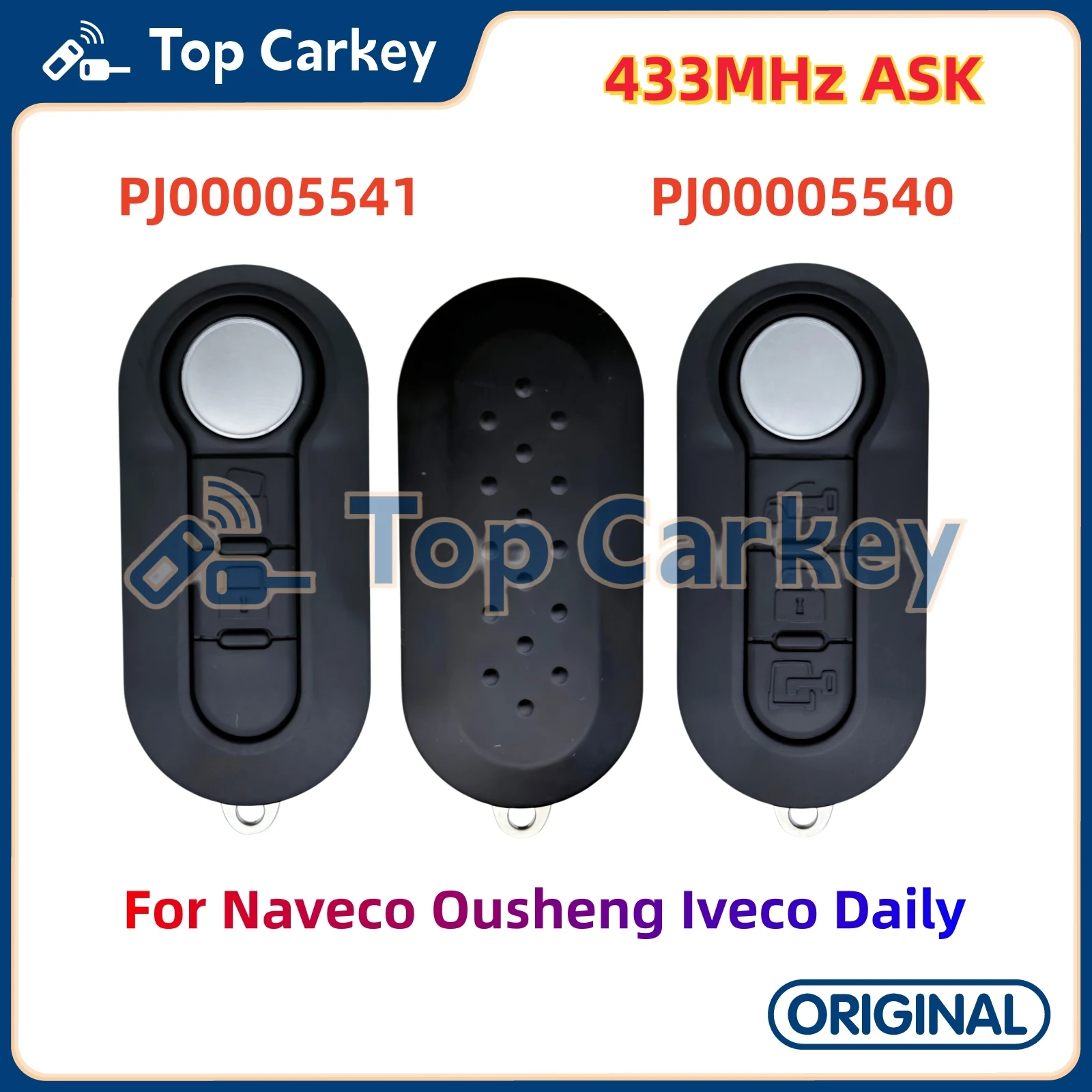 

TopCarkey PJ00005540 PJ00005541 OEM Flip Remote Key 433MHz for Naveco Ousheng Iveco Daily Replacement Key Shell Case