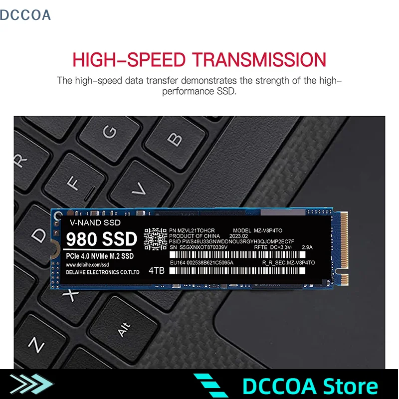 1Pcs Hard Disk M. 2 NVME PCIE4.0 4TB 2TB 1TB Built-in Solid-state Drive Suitable For Laptops And Desktops