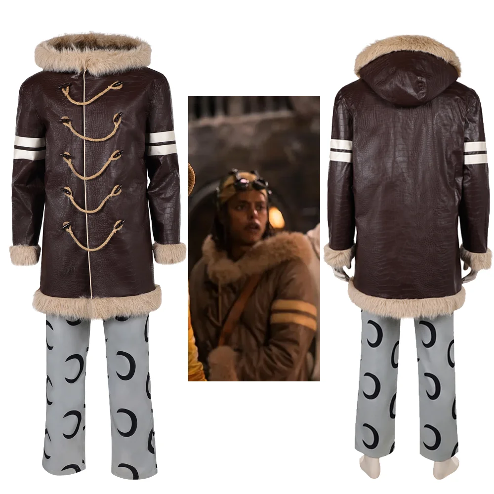 

Костюм для косплея Усоппа из аниме: коричневое пальто с капюшоном из искусственной кожи, брюки, для взрослых мужчин, на Хэллоуин, карнавал, Комик-Кон, маскировка