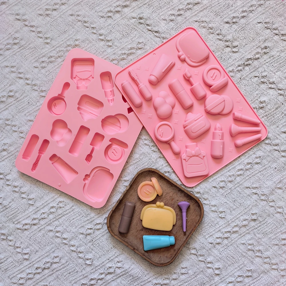 1 قطعة كيس مكياج 16 فتحة على شكل قالب سيليكون، يستخدم للشوكولاتة والحلويات والبسكويت وقوالب خبز غير لاصقة ذاتية الصنع