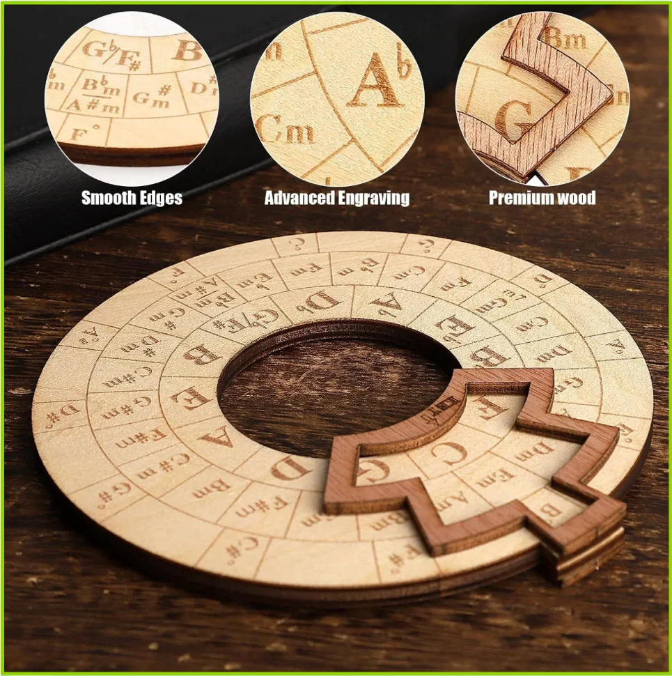 Wooden Melody Tool Round Circle of Fifths Wheel Melody Chord Tool Music Transpose Accessories For Musicians Beginners Songwriter view 4