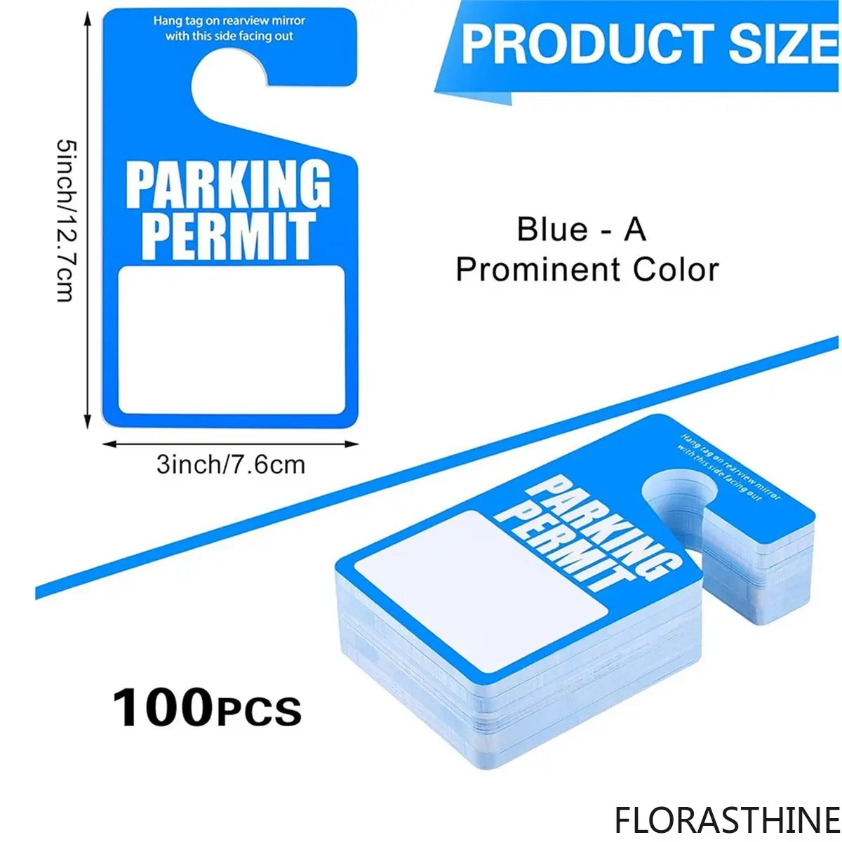 100 Pack a51t Parking Permit Hang Tags Plastic Parking Placards PVC Tag Hang 3 X 5 Inch for Car Rear View Mirror