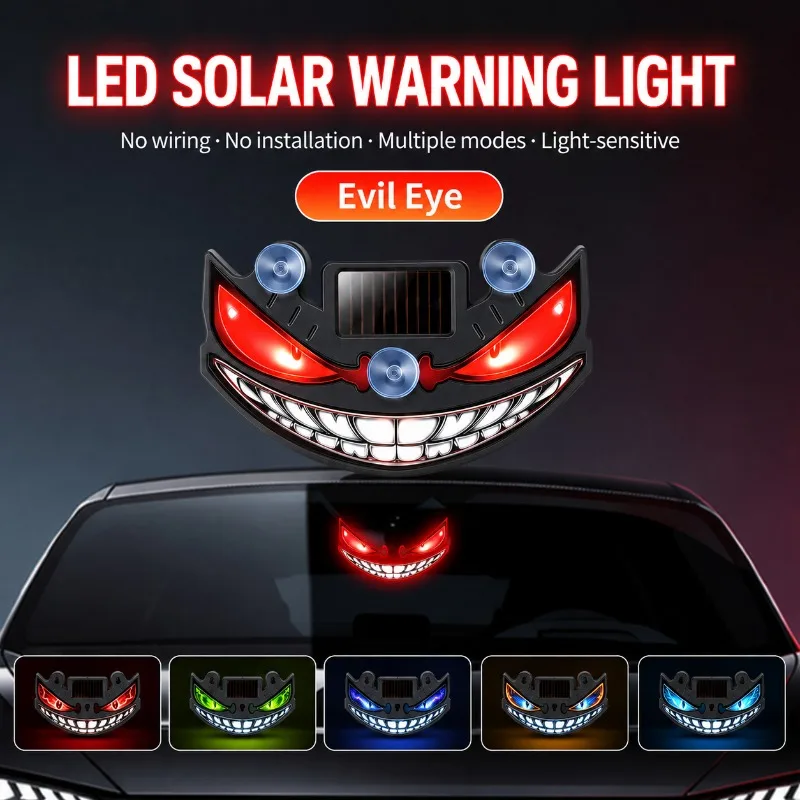 Solar‑Charging Demon‑Eye LED Ambient Lamp Wireless Non‑Wiring Auto Interior Decor Light Rechargeable Illuminant Stylish Vehicle