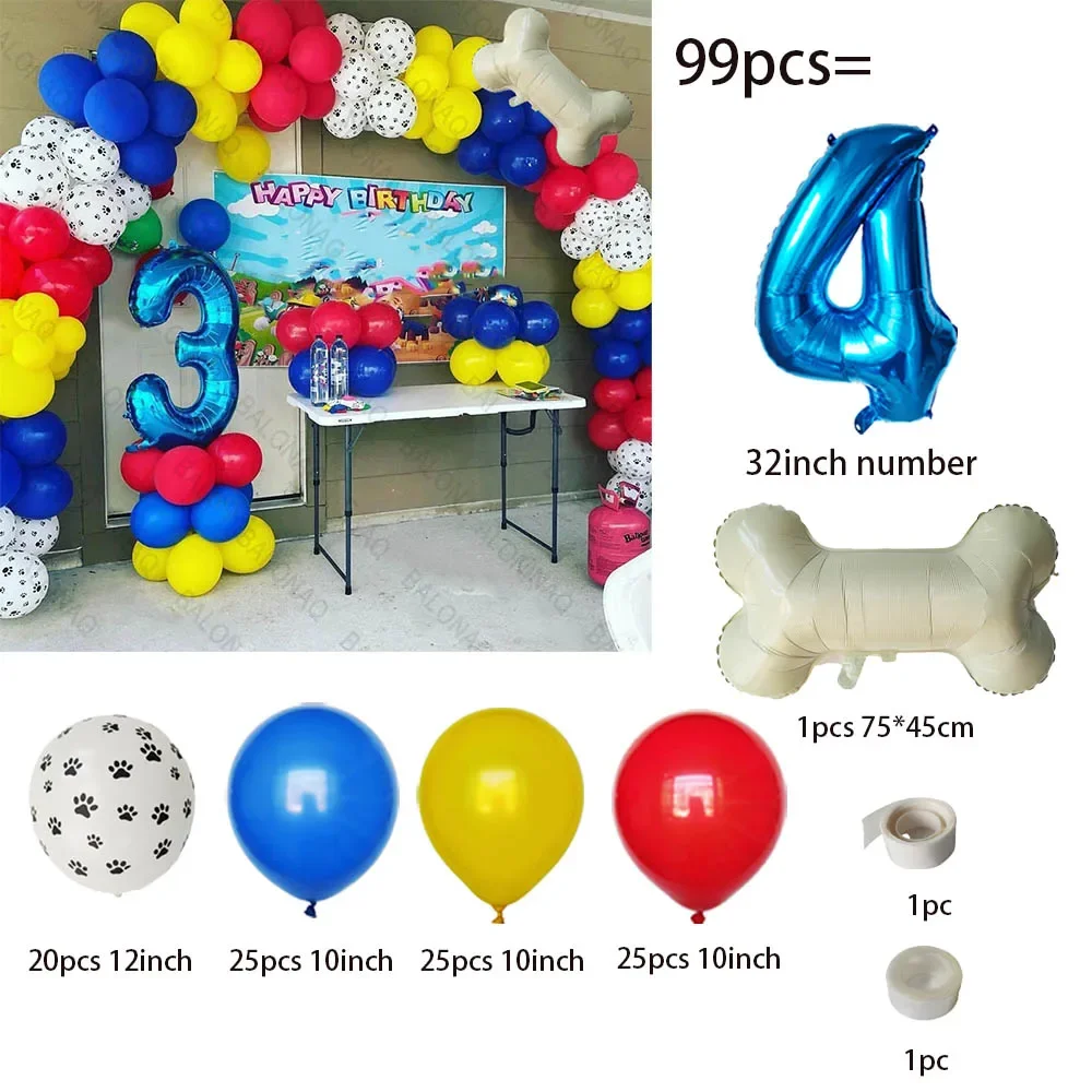 99-teiliges Hunde-Pfoten-Ballonset, mit Knochen- und Pfotenmuster-Folienballons für Hunde-Patrol-Themen-Geburtstagsfeier-Dekoration – Detail 5