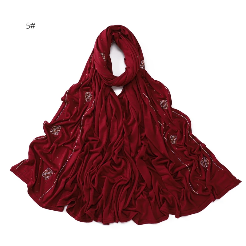 

Модальный хлопковый трикотаж 97% шарф-хиджаб, длинная мусульманская шаль, однотонный мягкий тюрбан, повязка на голову для женщин, повязка на голову в Африке 170x70 см