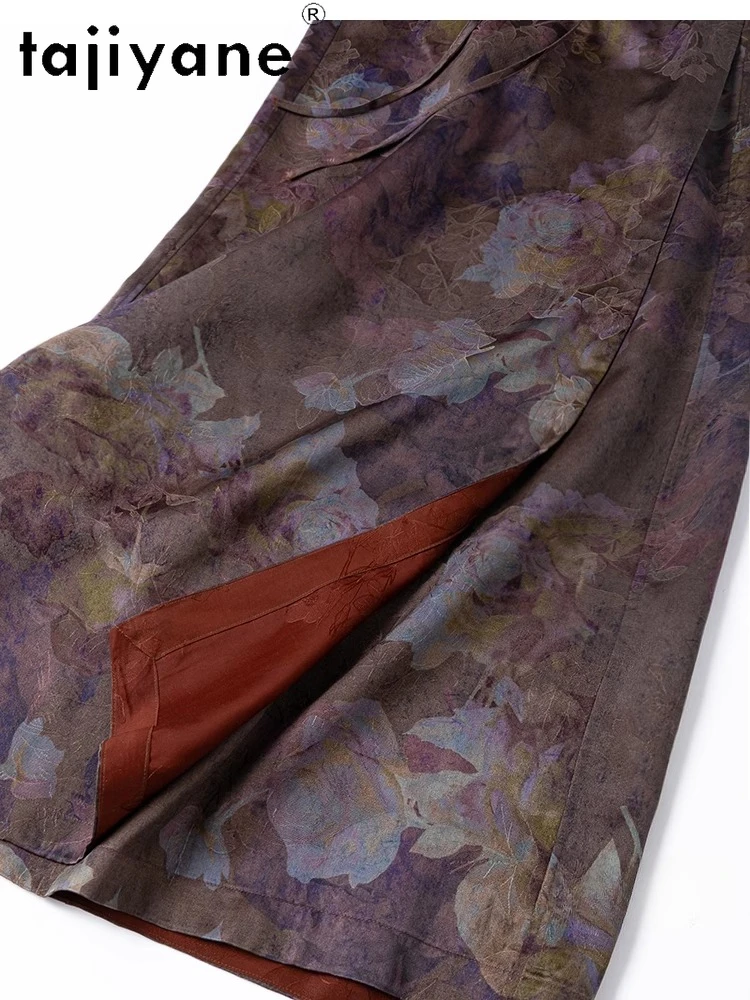 TAJIYANE 100% Natural Mulberry Silk Skirt Fashion Jacquard Summer Skirt Reversible Long Skirt Woman Clothing 2025 Юбка Женская