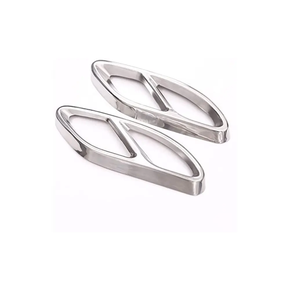 2Pcs Stainless Steel Tail Throat Exhaust Pipe Muffler Tip Cover Trim Silver for Mercedes Benz W206 C-Class B-Class