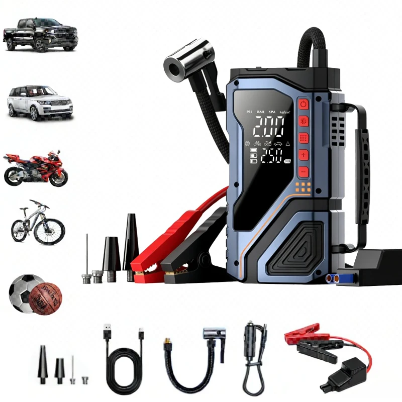 Car Jump Starter,Power Bank Air Pump Tire Inflator,Start The Car Quickly, Car Accessories Tools,Emergency Kit for Road Trips
