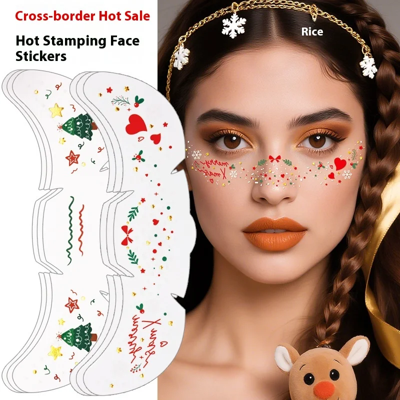 6Pcs Christmas Freckle Tattoo Stickers Premium Cute Girl Party Music Festival Makeup Temporary Tattoo Stickers