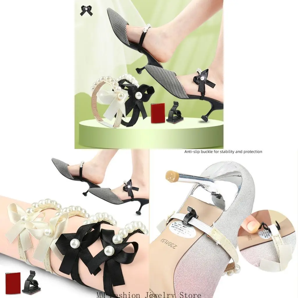 Coordinated Footwear Strap Pair with Trim Accent and Center Tie D0UB