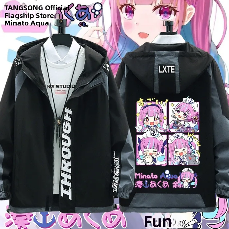 

Куртка Hololive Virtual Broaasters Jaet VT Akuaya Q Version для девочек-подростков, свободного кроя, с длинными рукавами, ветрозащитная верхняя одежда