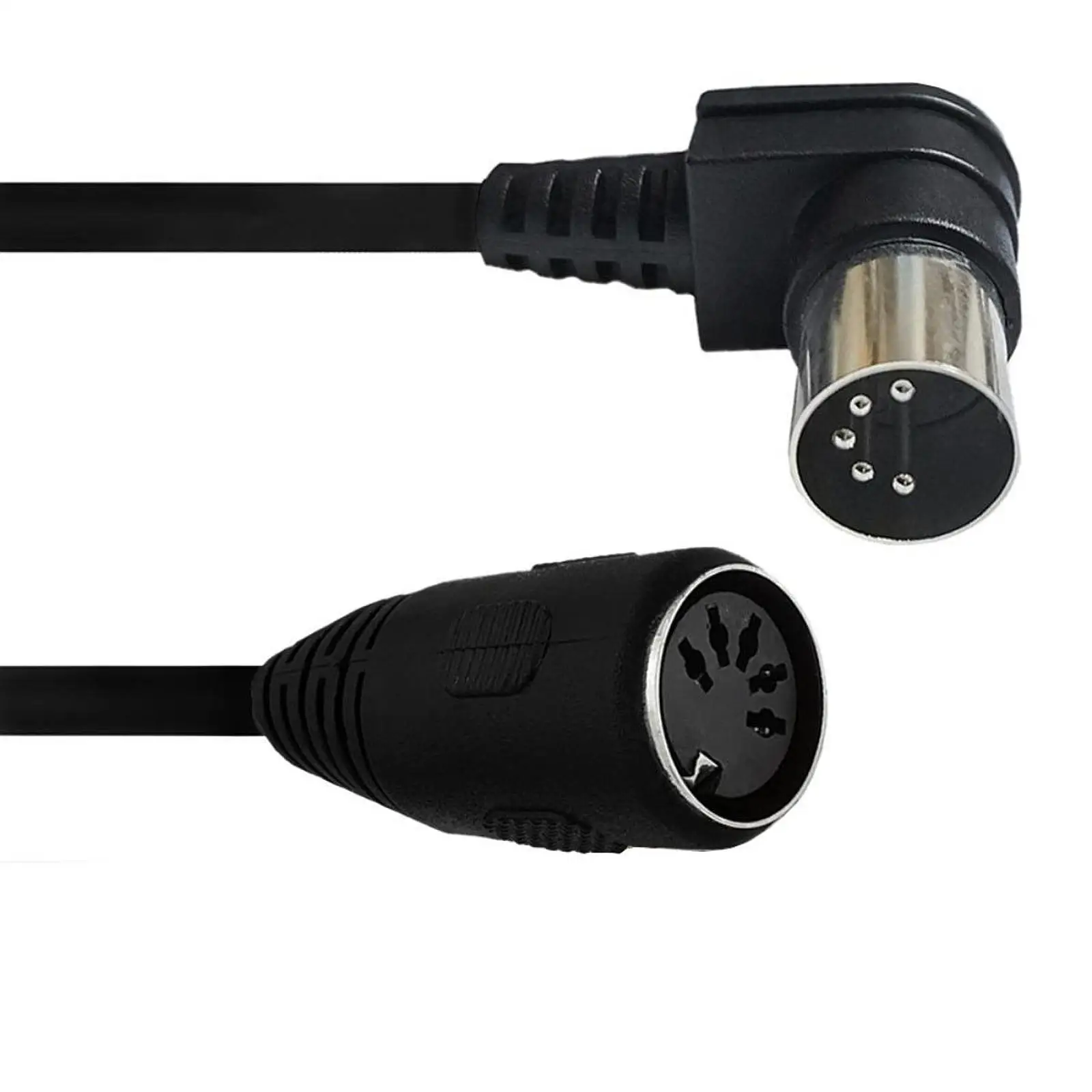 Metal MIDI DIN 5 Pin Cable Male to Female Connector MIDI Adapter for Synthesizer Electric Piano Mixer