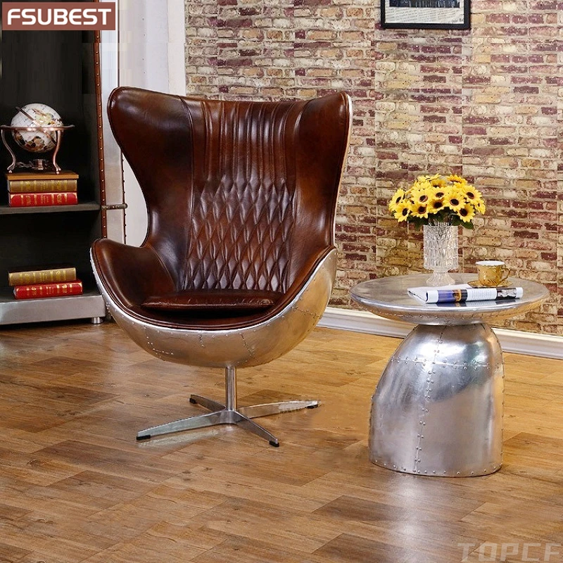 Living Room Chairs Vintage Retro Aluminum Sofa Chair Lounge Fauteuils De Salon Armchair Cadeiras Sala Estar Recliner Furniture