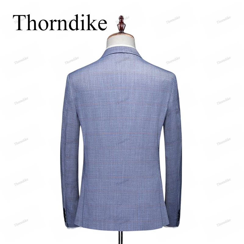 Thorndike Men's Stripe Wedding Tuxedo Suit 3 Pieces Blazer Jacket Vest Pants Set Costume Homme Slim Fit Formal Business Suits