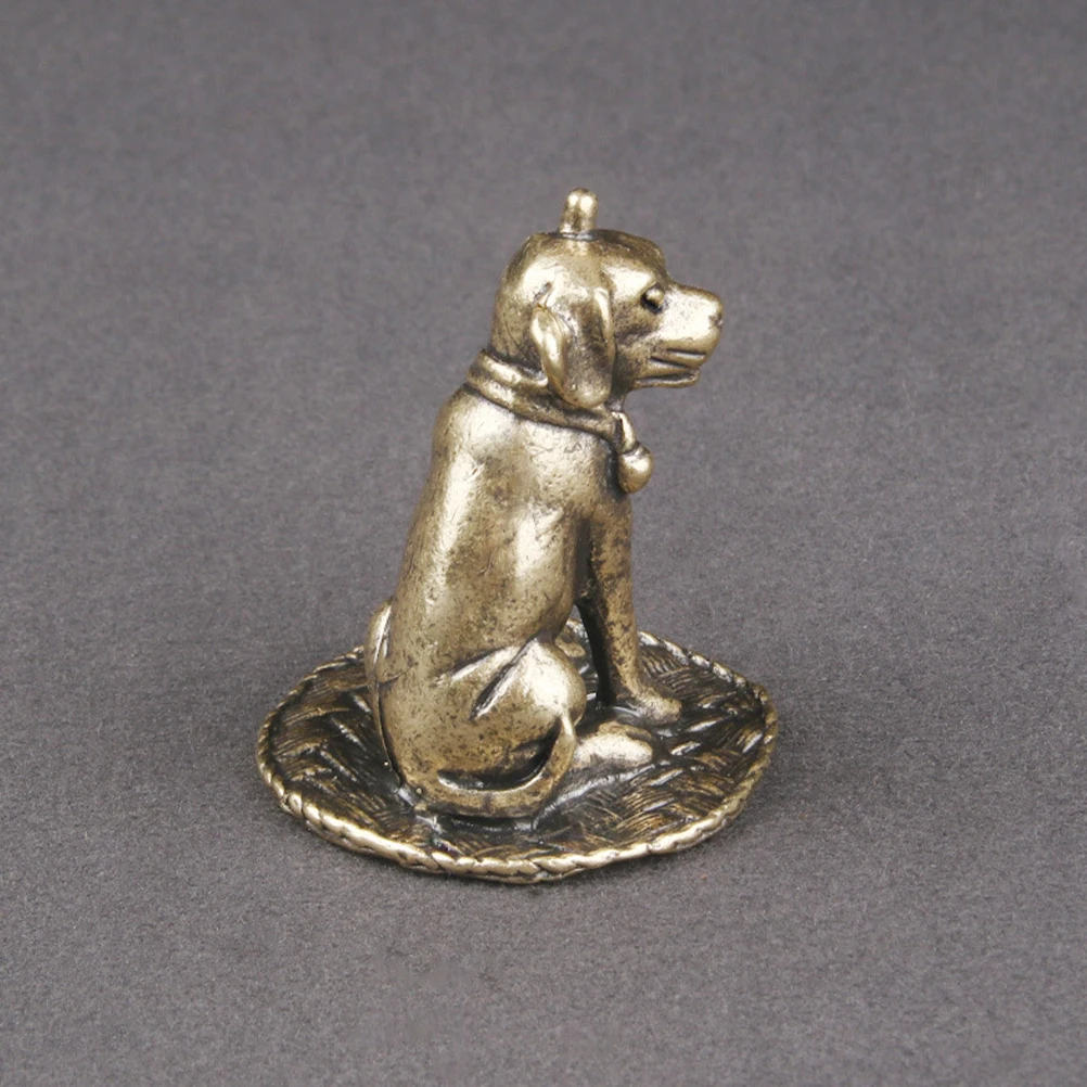 

Decor Retro Puppy Ornaments Vintage Brass Handiwork Figurines Golden Cabinet Statue