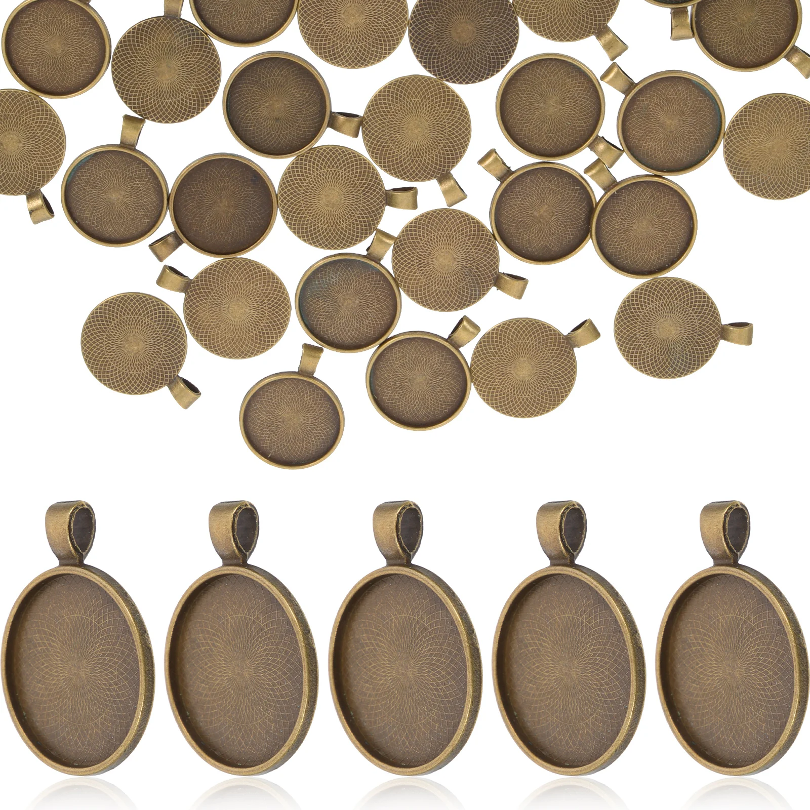 

100Pcs Alloy Round Shape Bezel Pendant Tray Blanks for Jewelry Making DIY Accessories Cabochons Pendant Trays Alloy Tray Charms