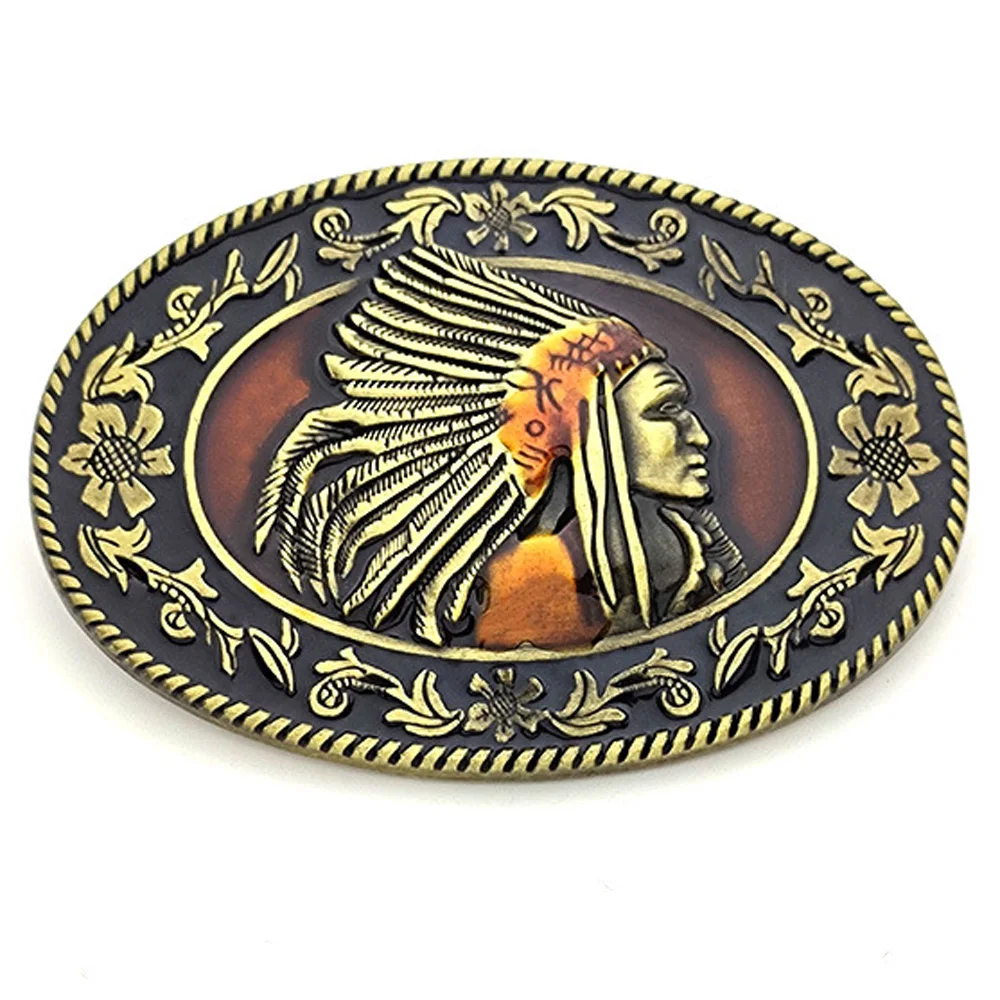 Cheapify Dropshipping Retro Oval Ancient Indian Men's Belt Buckles 40mm Western Cowboys Metal Hebillas Para Cinturon Mujer