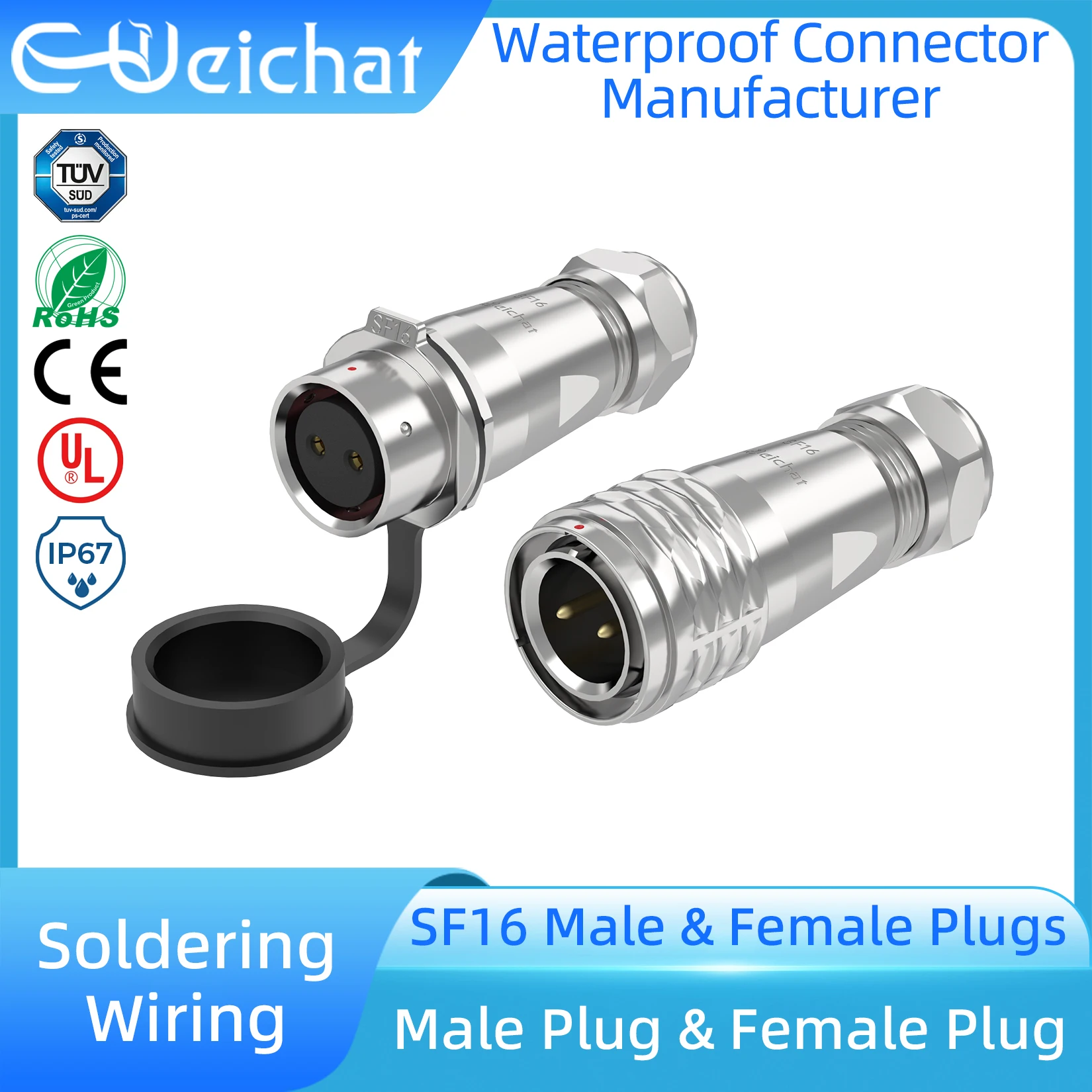 

SF16 IP67 Waterproof Aviation Connector Male & Female Plug Solder Wiring for LED Lighting Automation Industrial Equipment