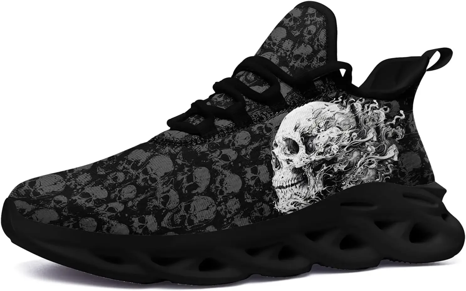 

Мужские кроссовки в готическом стиле с изображением черепа, дышащие спортивные кроссовки в стиле панк-рок с амортизацией для ходьбы, фитнеса, бега и тенниса