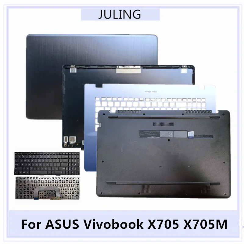 Pour ASUS Vivobook X705 X705M X705U X705UA – Coque supérieure, coque arrière, repose-poignets, coque inférieure, coque D/charnières pour ordinateur portable