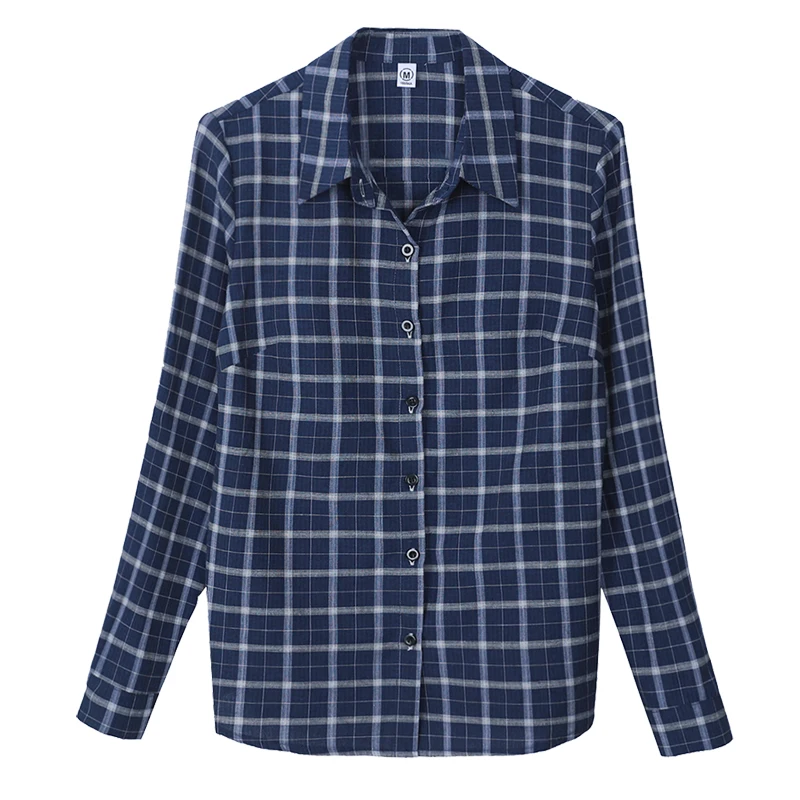 

New Women'S Spring And Autumn Fashion Checkered Loose Shirt Casual Versatile Collar Long Sleeve Single Breasted Cardigan Top