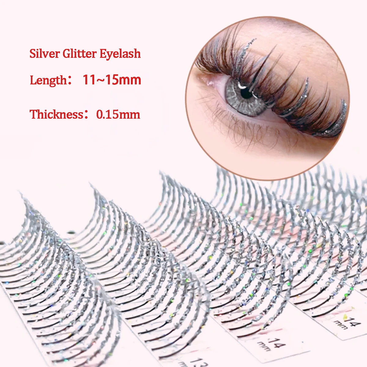 Colorful Glitter False Eyelashes Diamond Individual Lashes Glitter Powder Decorative Sequin Thick Dramatic Reusable Fake Eyelash