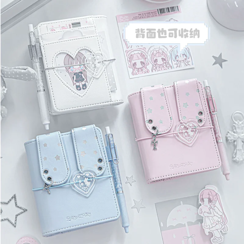 Cute Rabbit Ear PU Leather M5 Loose Leaf Notebook with Elastic Band for Journal Students Stationery