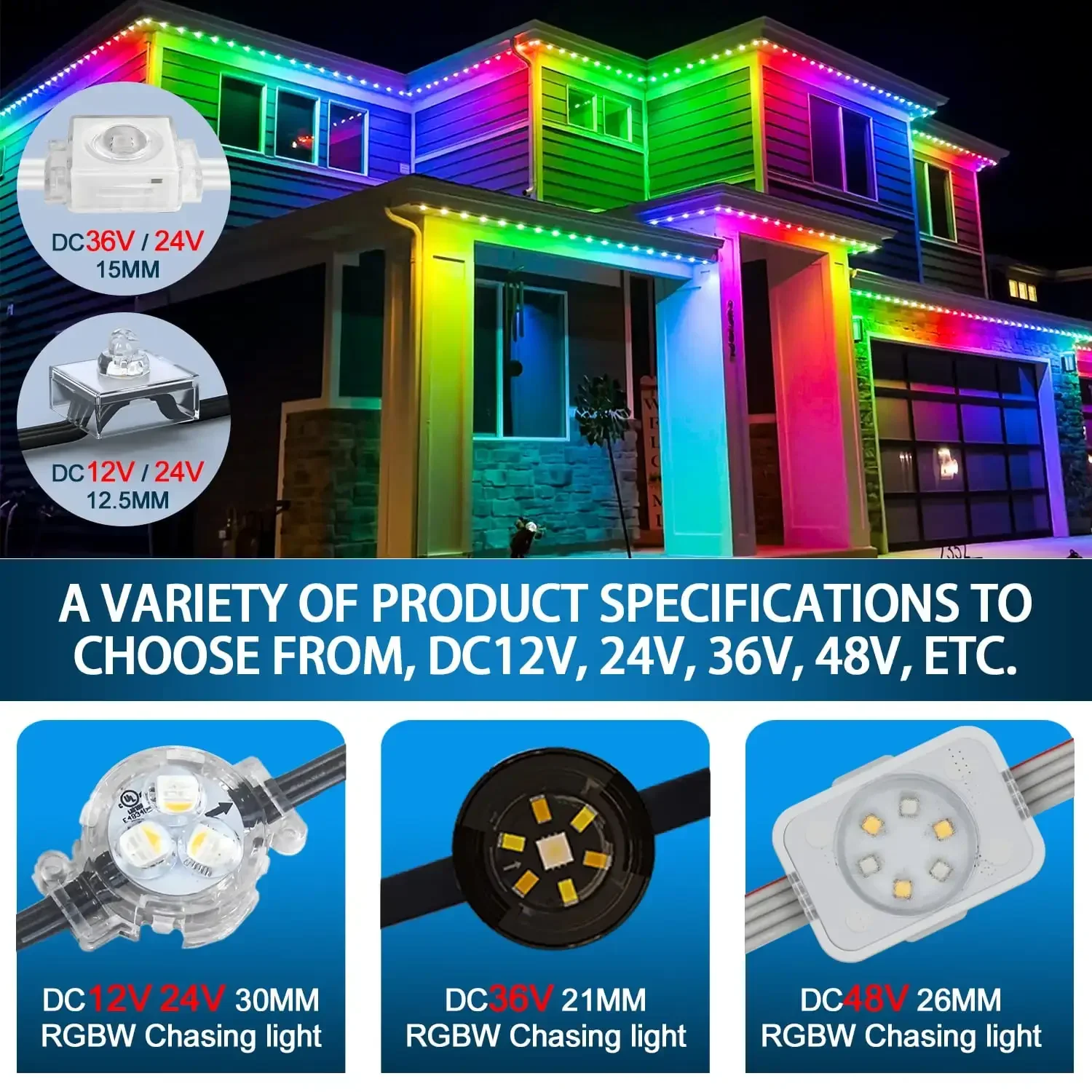 Gouly Aluminiumschiene Permanenthaus Lichter 36V Set IP68 RGBW LED RGBic Permanent Weihnachts-Außenleuchten