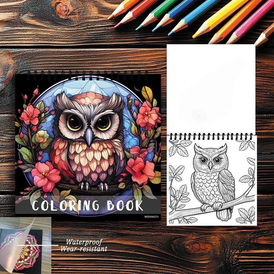 Owl Adult Coloring Book 22 Pages 8.27x8.27 Inch Perfect Gift for Stress Relief