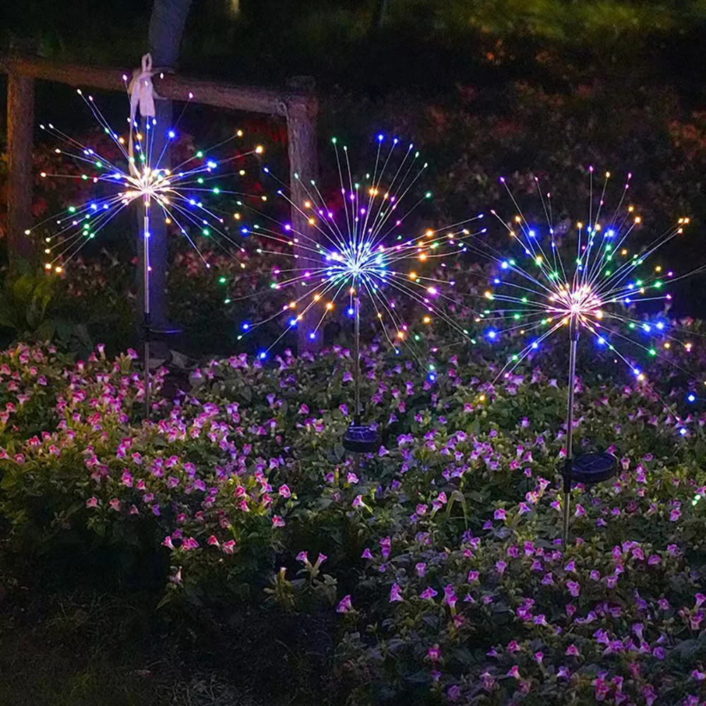 90 مصابيح LED للألعاب النارية الشمسية مقاومة للماء في الهواء الطلق مع 8 أوضاع إضاءة سلسلة ضوء خرافية لساحة تزيين حديقة عيد الميلاد