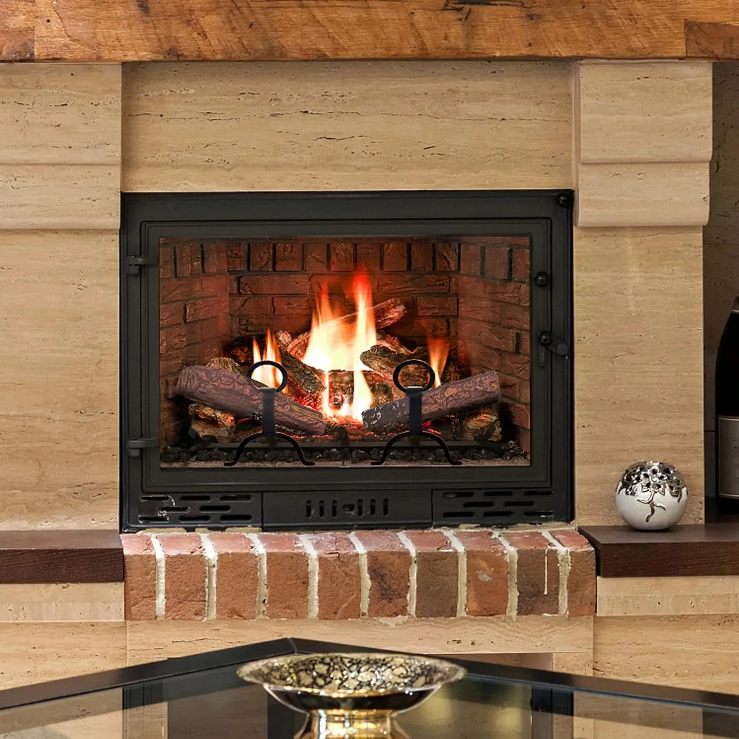 4-Piece Ceramic Wood Logs for Ventless, Gel, Ethanol, Electric, Gas, Propane Fireplaces & Fire Pits