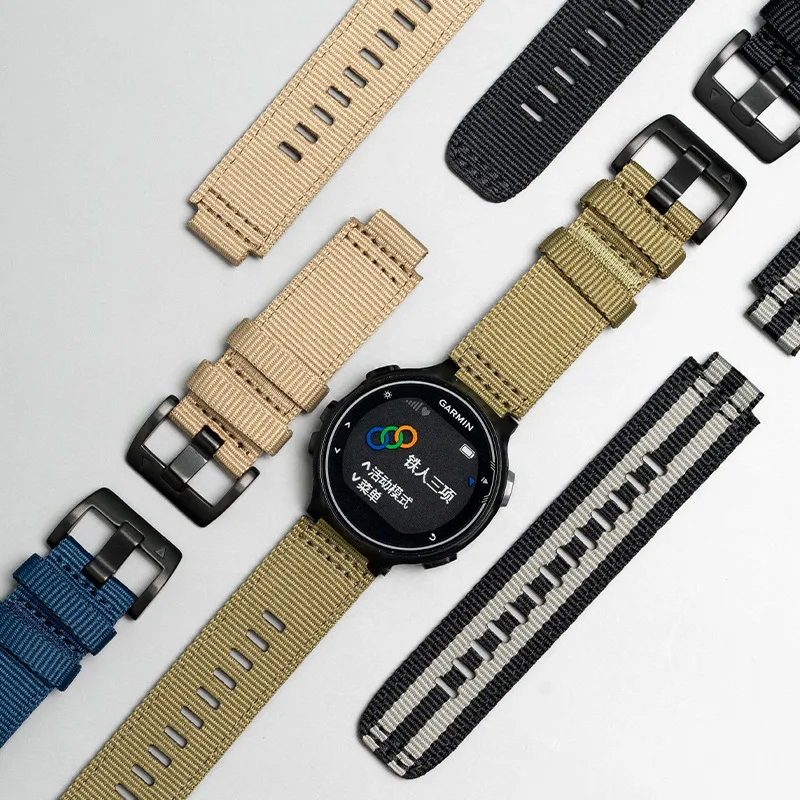 حزام نايلون متوافق مع Garmin Forerunner 735xt/220/230/235/620/630 حزام رياضي لملحقات حزام Garmin Approach S20/S5/S6