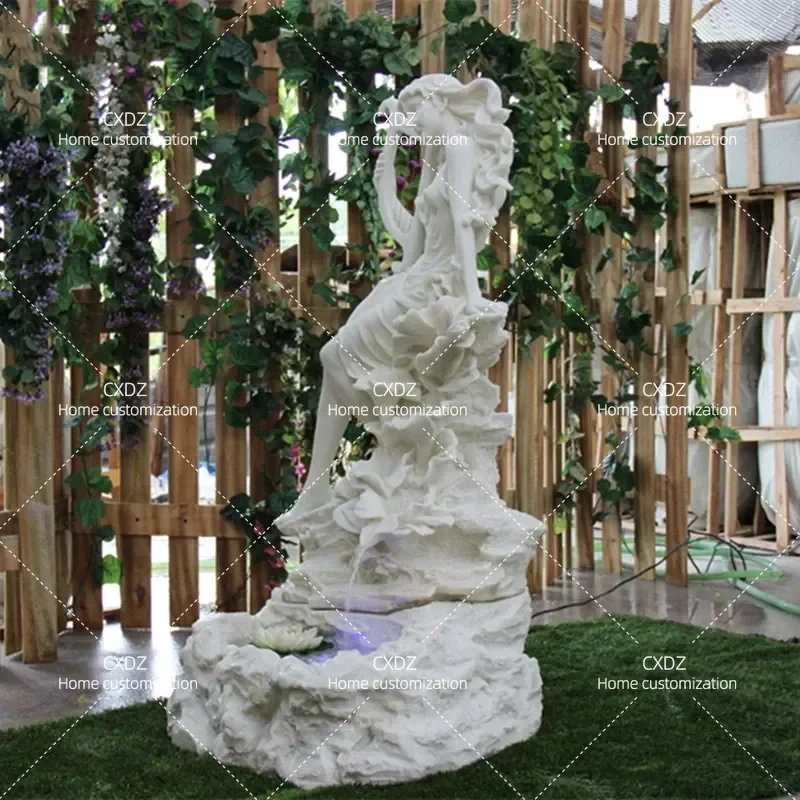 European Style Courtyard Fountain Water Landscape Ornament Living Room Flowing Water Lucky Fish Pond Wedding Piano Muse