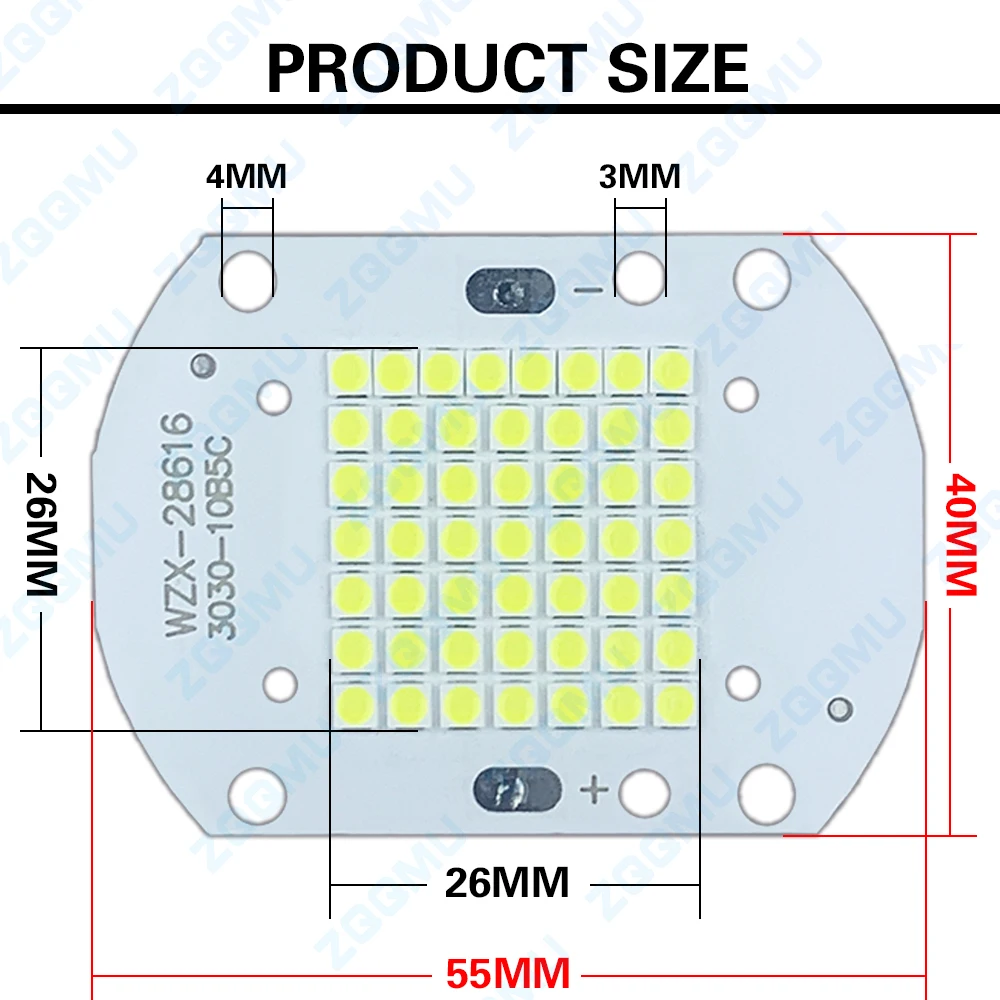 Imagem -02 - Led Chip Spotlight Beads Fonte de Luz Integrada Alto Brilho Energy Saving Floodlight Alta Potência Iluminação Faça Você Mesmo 30v 150v 50w