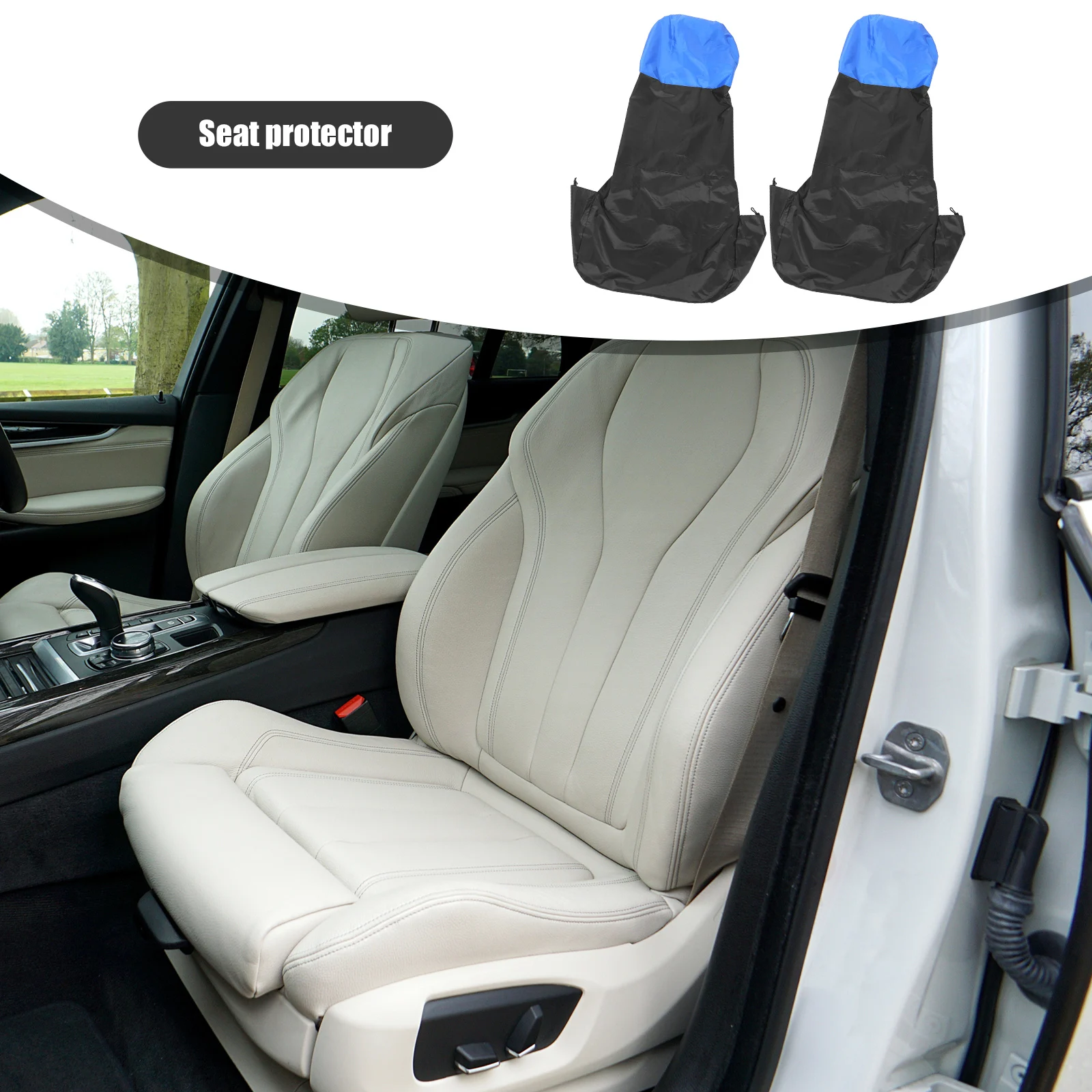 

2pcs Car Cover Universal Automotive Seat Protector 180T Polyester Oil Resistant Waterproof Front Seat Covers Heavy Duty