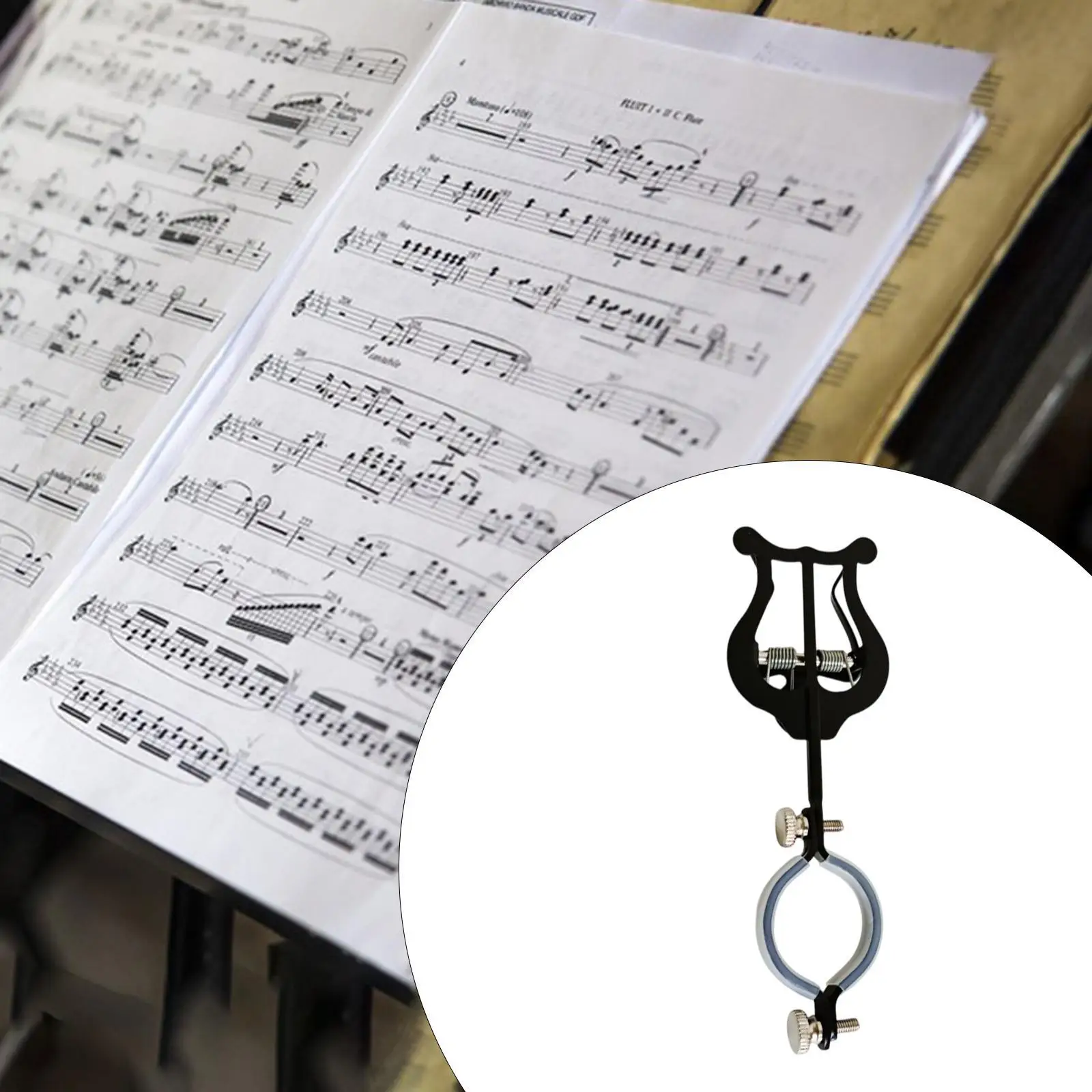 Sheet Music Clamp on Holder Professional Clarinet Lyre Sheet for