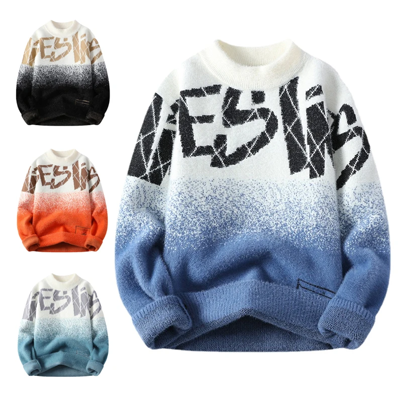 

New Trend Men's Sweater Fashion Fashion Comfortable Versatile Slim Teen Long Sleeve Half Turtleneck Pullover Knit Top M-3XL