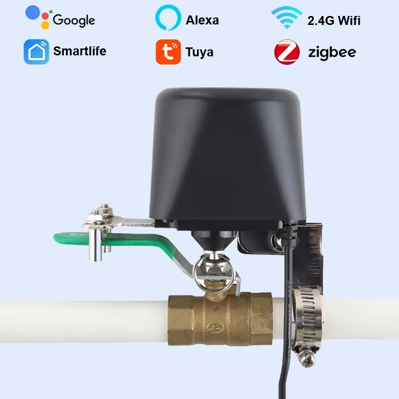 

Автоматический контроллер газового клапана Tuya, Wi-Fi или Zigbee, контроллер отключения водяного клапана для орошения, беспроводной таймер управления с Alexa