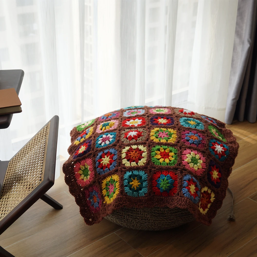 Handmade Granny Square Crochet blanket fashion square crochet blanket cushion felt scraf table flat table linen