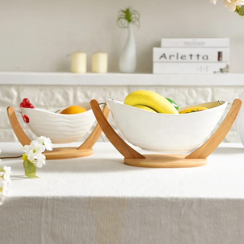 Creative bamboo square fruit plate environmentally friendly household ceramic dessert bowl customization process