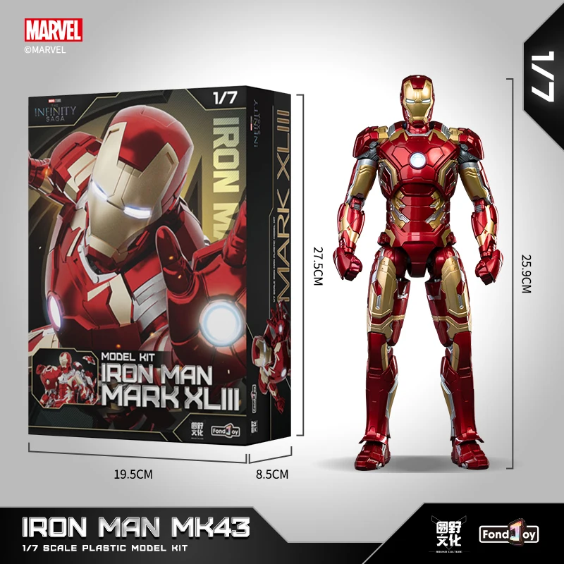 26CM Fondjoy Original Iron Man 1/7 MK42 MK43 1/12 MK1 MK2 MK3 MK4 MK5 MK6 Assembled Tony Stark Action Figure Collect Toy Gift