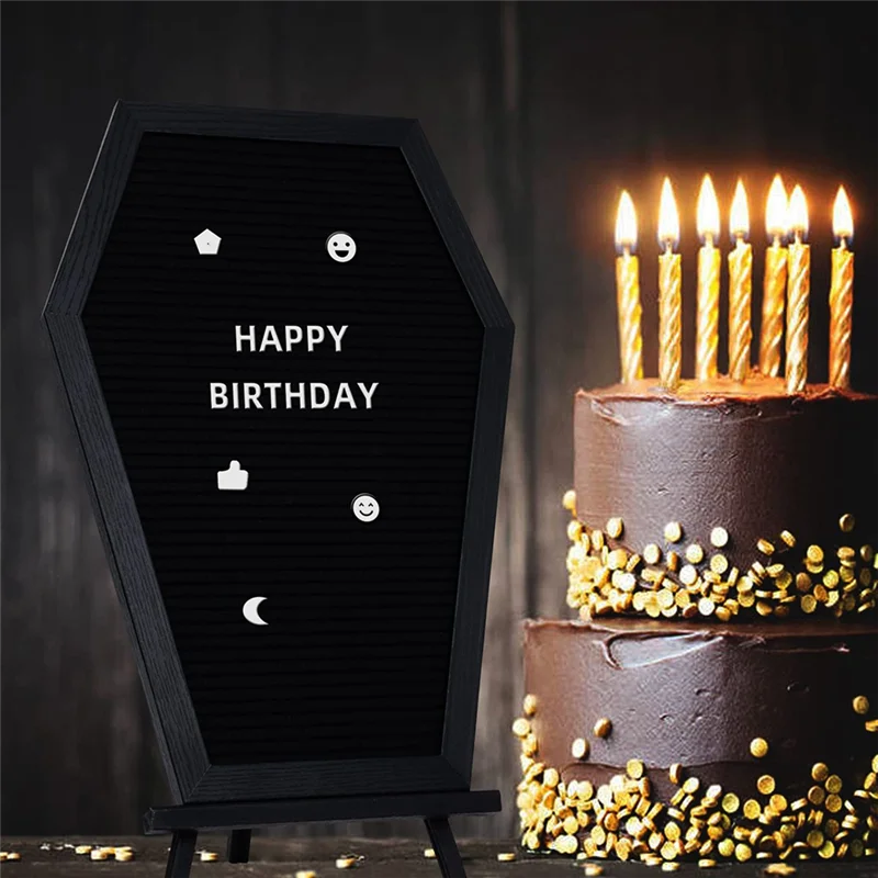 ABTS-1Set Black Felt Letter Board Gothic Message Board With 340 White Changeable Characters